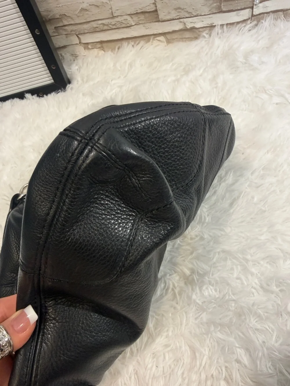 COACH Poppy Avery Pebbled Black Leather Boho Shoulder Bag - Picture 15 of 16